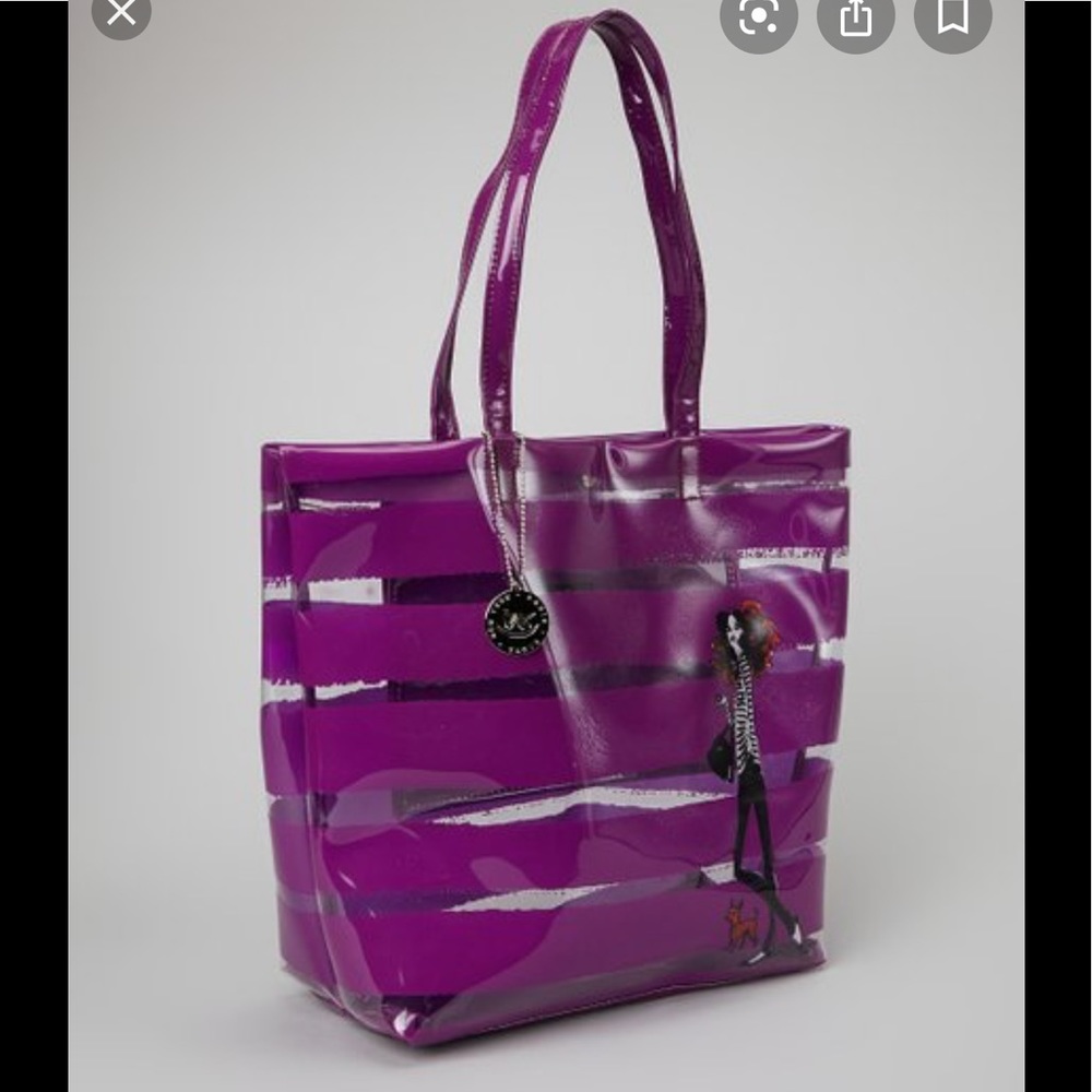 iZAK Tokyo New York Paris Purple & Clear Tote